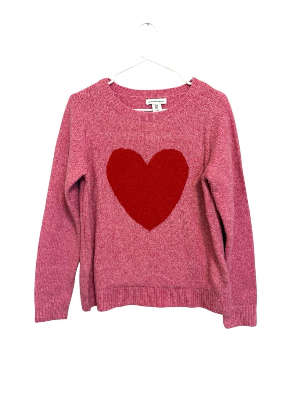 Cupcakes and Cashmere Pink Heart Knit Sweater Size Small Valentine - Picture 2 of 7